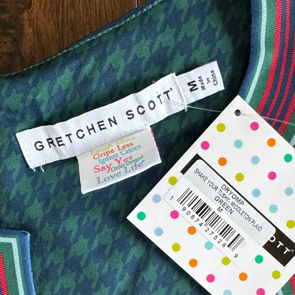 Gretchen Scott Shake Your Tushy Dress Middleton Plaid Green Size M Gorgeous! - Picture 2 of 7